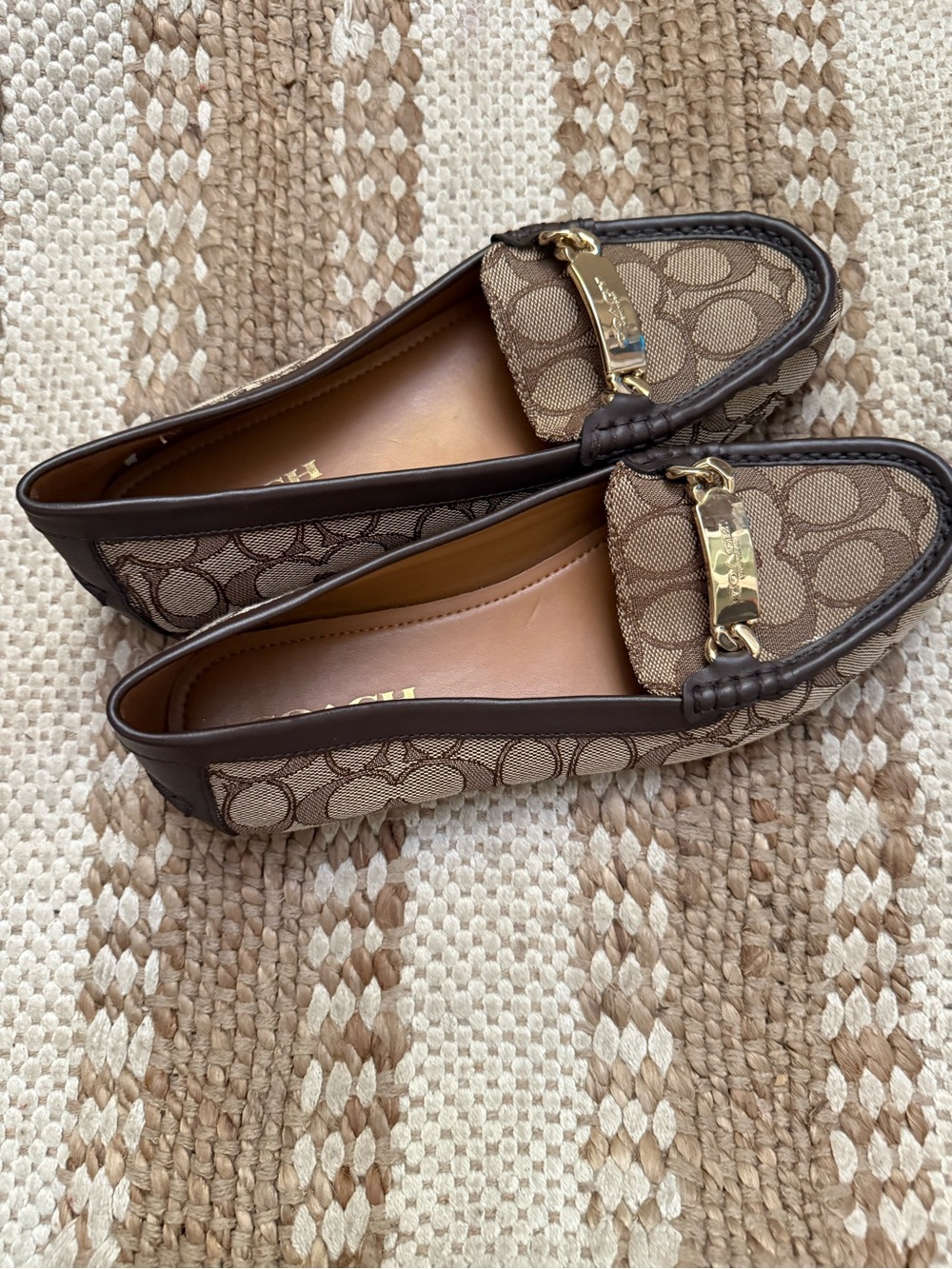 Coach Brown Signature Canvas Moccasin Loafers